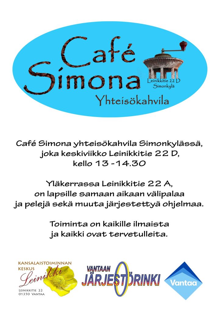 Cafe Simona keskiviikkoisin klo 13- 14.30