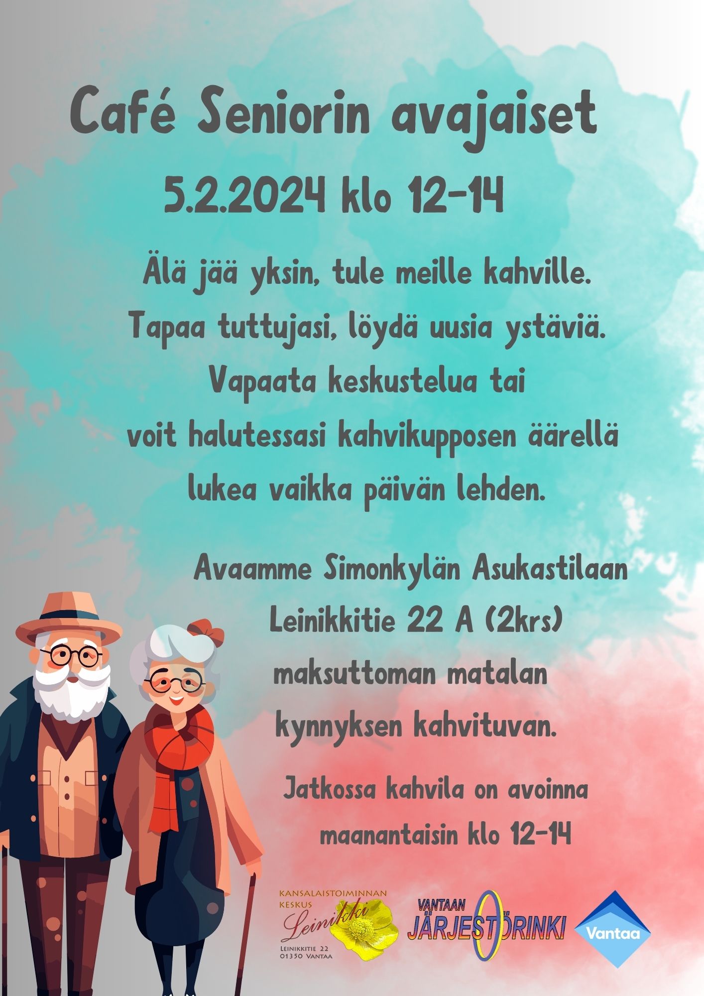 Cafe Seniorin avajaiset 5.2.2024 klo 12-14