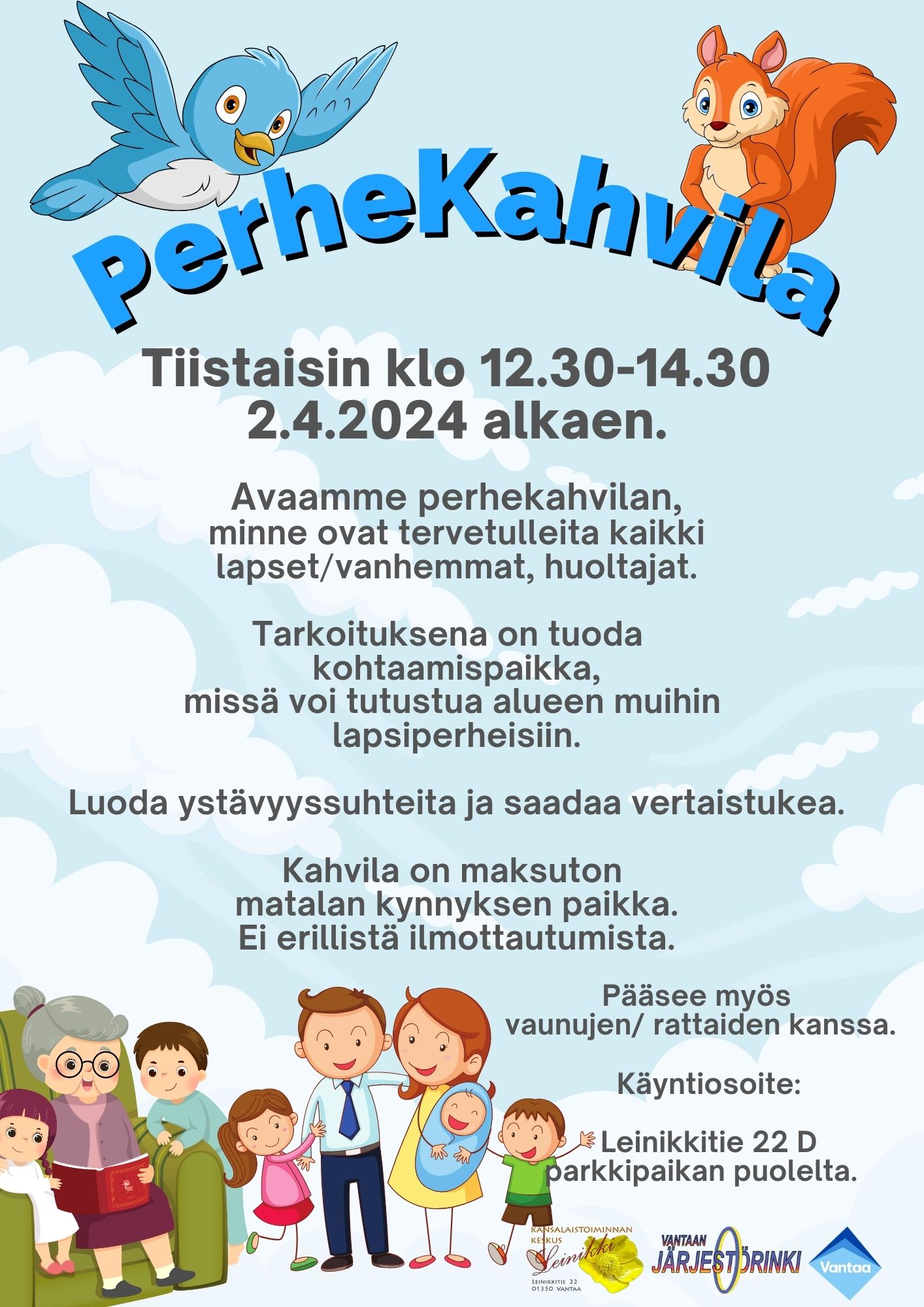 Perhekahvila torstaisin klo 12.30-14.30