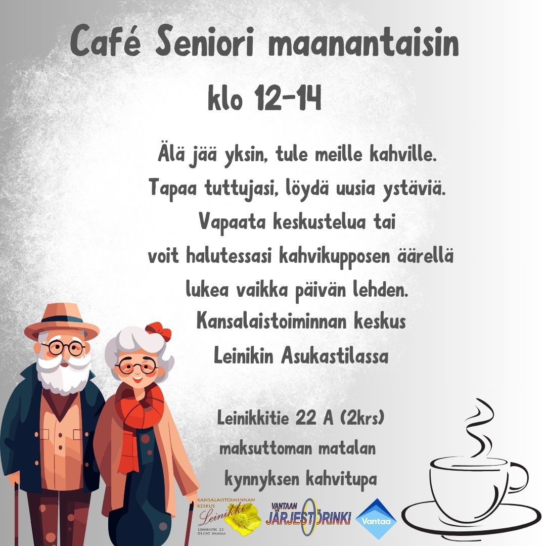 Cafe Senior maanantaisin klo 12-14